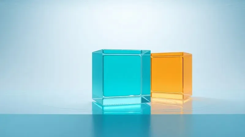 Três cubos de vidro translúcidos submersos em diferentes profundidades representando classificações de resistência à água em renderização 3D