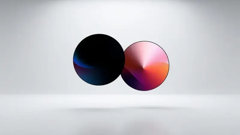 Comparação visual abstrata entre telas AMOLED e IPS representada por displays circulares flutuantes lado a lado com diferentes contrastes e cores.