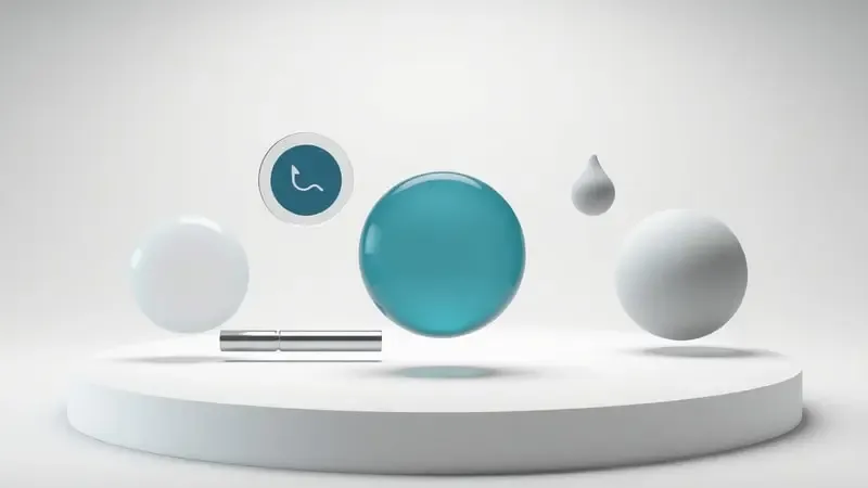 Composição conceitual 3D com formas geométricas abstratas representando critérios para escolher um smartwatch ideal
