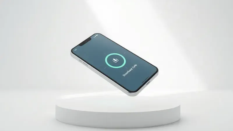 Smartphone moderno exibindo processo de download e instalação de aplicativo para smartwatch em ambiente clean.