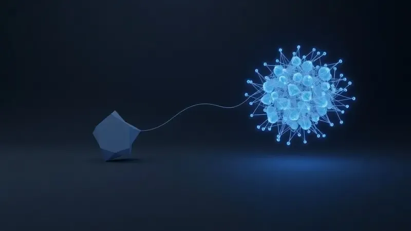 Evolucao da tecnologia de monitoramento do sono desde sensores simples ate algoritmos de IA representada em render 3D.