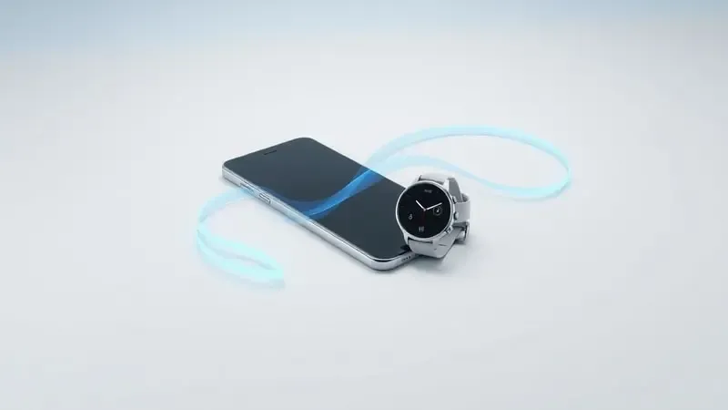 Ilustração conceitual mostrando o fluxo de notificações entre smartphone e smartwatch no sistema Wear OS.