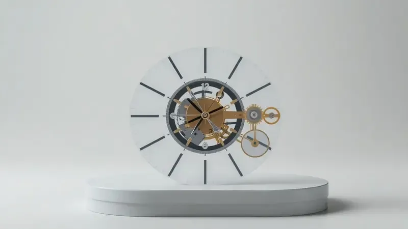 Conceito 3D mostrando contraste entre relógio preciso e relógio com hora incorreta representando erros de sincronização