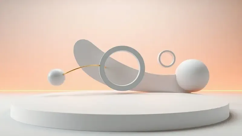 Composição 3D conceitual com formas geométricas abstratas e linhas dinâmicas representando monitoramento de atividades físicas e modos esportivos.