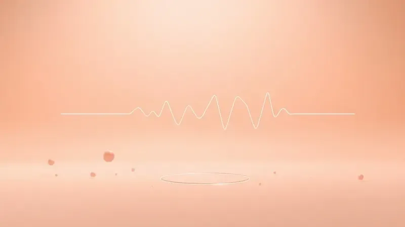 Visualização conceitual de monitoramento cardíaco com linhas abstratas e tons suaves em render 3D minimalista.