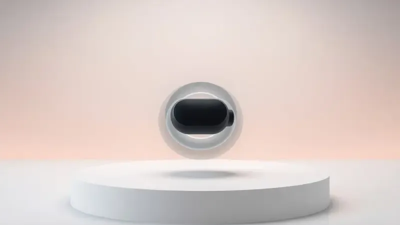 Render 3D conceitual de fone de ouvido com ondas sonoras abstratas representando codecs de áudio bluetooth