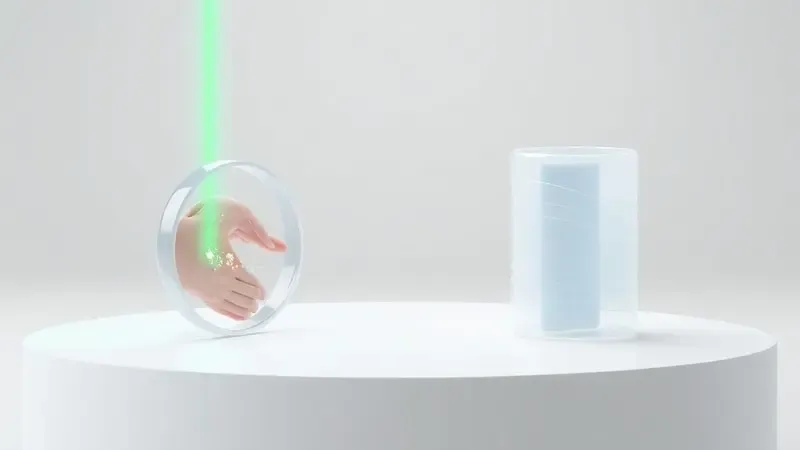 Comparação conceitual 3D entre sensores ópticos e tecnologia de manguito para medição de pressão arterial em smartwatches