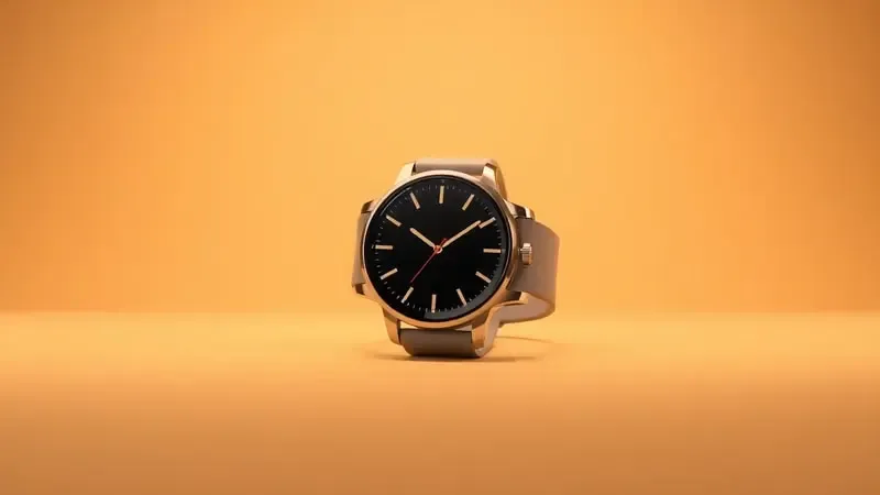 Smartwatch moderno em composição elegante com iluminação ambiente acolhedora e materiais refinados em render 3D